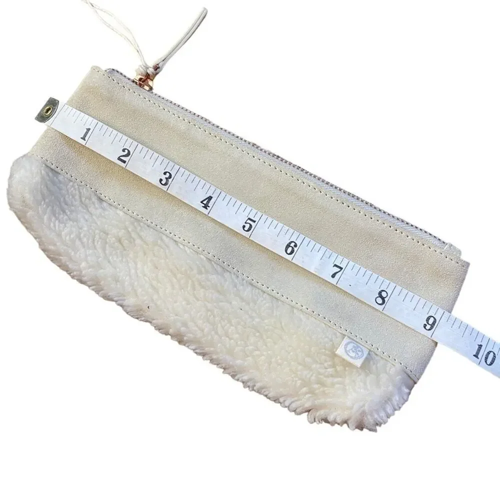 Anthropologie Faux Suede Fleece Zippered Pouch